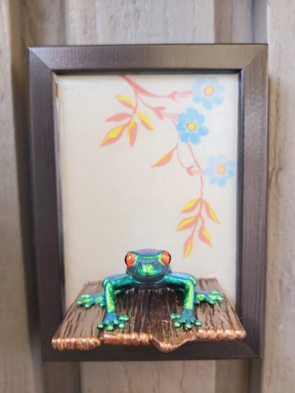 Red-eyed tree frog on shelf (small) - Image 5