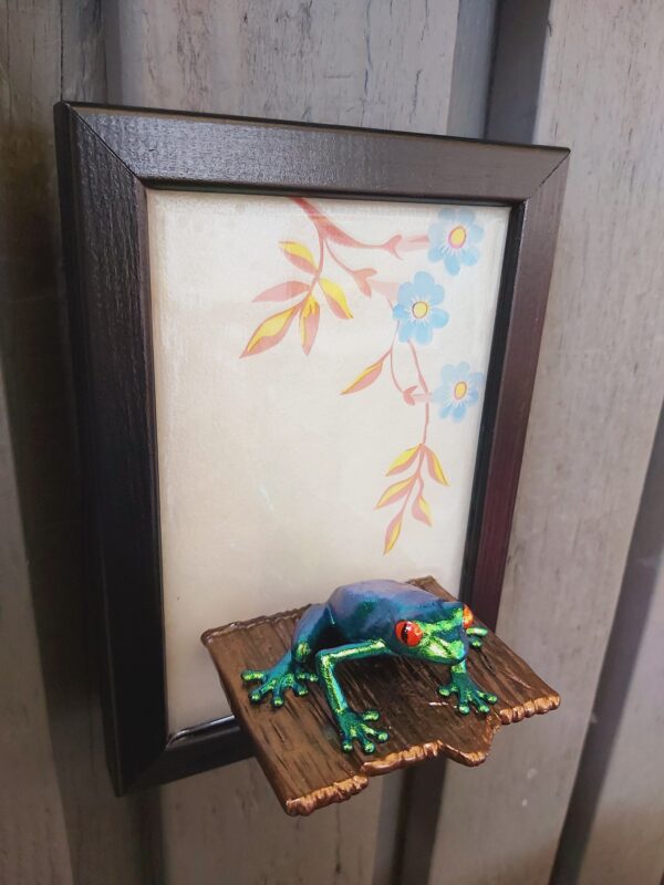 Red-eyed tree frog on shelf (small) - Image 6